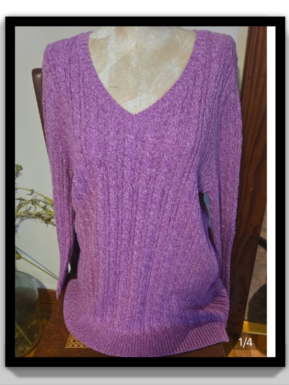 Nwt Cotton  croft & barrow Cable Knit V-Neck Sweater Size Medium
